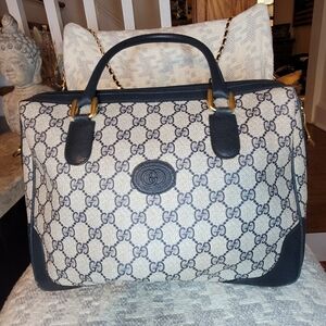 Gucci Beige and Black Canvas Bag/Crossbody